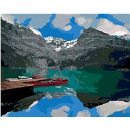 Zuty - Painting by Numbers - Boats on the Lake (Dennis Frates), 40X50 Cm, Canvas+Frame - Painting by Numbers