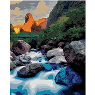 Zuty - Painting by Numbers - Boulders in a Stream (Dennis Frates), 40X50 Cm, Canvas+Frame - Painting by Numbers