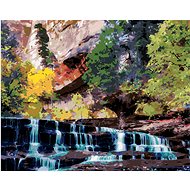 Zuty - Painting by Numbers - Small Waterfalls in the Forest Ii (Dennis Frates), 40X50 Cm, Canvas+Fra - Painting by Numbers