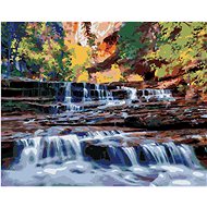 Zuty - Painting by Numbers - Small Waterfalls in the Forest (Dennis Frates), 40X50 Cm, Canvas+Frame - Painting by Numbers