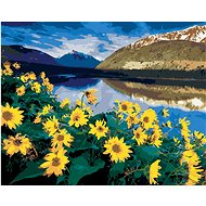 Zuty - Painting by Numbers - Yellow Flowers at Mountain Lake (Dennis Frates), 40X50 Cm, Canvas+Frame - Painting by Numbers