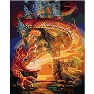 Zuty - Painting by Numbers - Dragon And Castle (D. Rusty Rust), 40X50 Cm, Canvas+Frame - Painting by Numbers