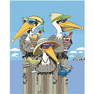 Zuty - Painting by Numbers - Pelicans on the Beach (Mardell Schuster), 40X50 Cm, Canvas+Frame - Painting by Numbers