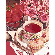 Zuty - Painting by Numbers - Tea With Strawberries And Roses (Mardell Schuster), 40X50 Cm, Canvas+Fr - Painting by Numbers