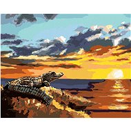Zuty - Painting by Numbers - Looking Alligator And Sunset (D. Rusty Rust), 40X50 Cm, Canvas+Frame - Painting by Numbers