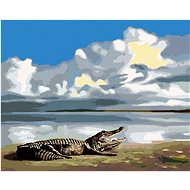 Zuty - Painting By Numbers - Reclining Alligator And Sky (D. Rusty Rust), 40X50 Cm, Canvas+Frame - Painting by Numbers