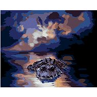 Zuty - Painting by Numbers - Alligator In Water And The Moon (D. Rusty Rust), 40X50 Cm, Canvas+Frame - Painting by Numbers