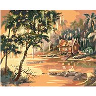 Zuty - Painting by Numbers - Alligators In The Water And The Jungle Hut (D. Rusty Rust), 40X50 Cm, C - Painting by Numbers