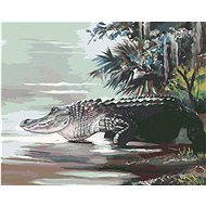 Zuty - Painting by Numbers - Alligator Going Into the Water in the Jungle (D. Rusty Rust), 40X50 Cm, - Painting by Numbers
