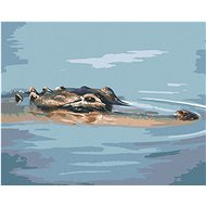 Zuty - Painting By Numbers - Alligator Head Floating In Water (D. Rusty Rust), 40X50 Cm, Canvas+Fram - Painting by Numbers