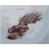 Zuty - Painting By Numbers - Alligator Floating In Water (D. Rusty Rust), 40X50 Cm, Canvas+Frame - Painting by Numbers