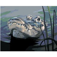 Zuty - Painting By Numbers - Alligator Head In Water (D. Rusty Rust), 40X50 Cm, Canvas+Frame - Painting by Numbers