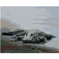 Zuty - Painting by Numbers - Alligator Lying by the Water Iv (D. Rusty Rust), 40X50 Cm, Canvas+Frame - Painting by Numbers
