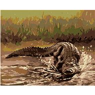 Zuty - Painting by Numbers - Alligator Running Into Water (D. Rusty Rust), 40X50 Cm, Canvas+Frame - Painting by Numbers