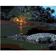 Zuty - Painting by Numbers - Alligator And Campground In The Jungle (D. Rusty Rust), 80X100 Cm, Canv - Painting by Numbers