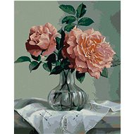 Zuty - Painting by Numbers - Still Life of Pink Roses in Glass Vase(Pieter Wagemans), 40X50 Cm, Canv - Painting by Numbers