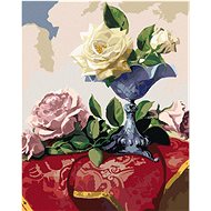 Zuty - Painting by Numbers - Still Life of White and Pink Roses on Red Tablecloth (Pieter Wagemans), - Painting by Numbers