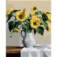 Zuty - Painting By Numbers - Still Life Sunflowers In White Vase (Pieter Wagemans), 40X50 Cm, Canvas - Painting by Numbers