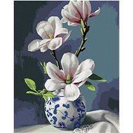 Zuty - Painting by Numbers - Still Life Magnolia in White and Blue Vase (Pieter Wagemans), 40X50 Cm, - Painting by Numbers