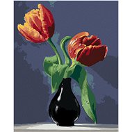 Zuty - Painting By Numbers - Still Life Tulips In Black Vase On Marble Slab (Pieter Wagemans), 40X - Painting by Numbers