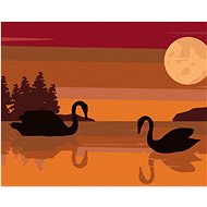Zuty - Painting by Numbers - Two Swans on a Lake, 40X50 Cm, Canvas+Frame - Painting by Numbers