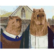 Zuty - Painting by Numbers - Capybaras American Gothic, 40X50 Cm, Canvas+Frame - Painting by Numbers