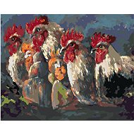 Zuty - Painting by Numbers - Roosters, 40X50 Cm, Canvas+Frame - Painting by Numbers