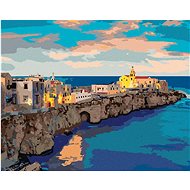 Zuty - Painting by Numbers - Evening Panorama of the City of Vieste, 80X100 Cm, Canvas+Frame - Painting by Numbers