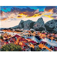 Zuty - Painting by Numbers - Evening Panorama of the City of Omis, 40X50 Cm, Canvas+Frame - Painting by Numbers