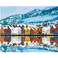 Zuty - Painting by Numbers - Town of Bergen in Norway, 40X50 Cm, Canvas+Frame - Painting by Numbers