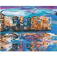 Zuty - Painting by Numbers - City Reflection in Water, 40X50 Cm, Canvas+Frame - Painting by Numbers