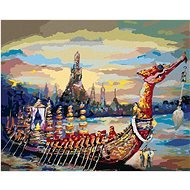 Zuty - Painting by Numbers - Royal Barge In Thailand, 80X100 Cm, Canvas+Frame - Painting by Numbers