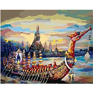 Zuty - Painting by Numbers - Royal Barge In Thailand, 40X50 Cm, Canvas+Frame - Painting by Numbers