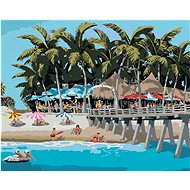 Zuty - Painting by Numbers - Stalls at the Pier and the Beach (Robert Johnson), 80X100 Cm, Canvas+Fr - Painting by Numbers