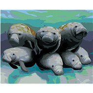 Zuty - Painting by Numbers - Seven Manatees (Robert Johnson), 80X100 Cm, Canvas+Frame - Painting by Numbers