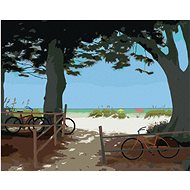 Zuty - Painting by Numbers - Wheels and Trees by the Beach (Robert Johnson), 80X100 Cm, Canvas+Frame - Painting by Numbers