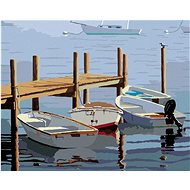 Zuty - Painting By Numbers - Boats In Harbour (Robert Johnson), 80X100 Cm, Canvas+Frame - Painting by Numbers