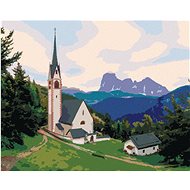 Zuty - Painting By Numbers - Church And Mountain, Italy (Ted Davis), 40X50 Cm, Canvas+Frame - Painting by Numbers