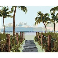 Zuty - Painting by Numbers - Journey to the Beach with Palm Trees (Ted Davis), 80X100 Cm, Canvas+Fra - Painting by Numbers