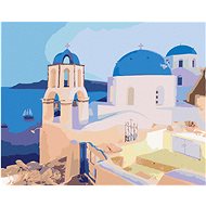 Zuty - Painting by Numbers - Santorini, Greece (Ted Davis), 40X50 Cm, Canvas+Frame - Painting by Numbers