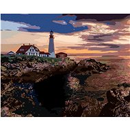 Zuty - Painting by Numbers - Lighthouse and Sunset, Usa (Ted Davis), 40X50 Cm, Canvas+Frame - Painting by Numbers