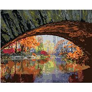 Zuty - Painting by Numbers - Autumn Trees and Bridge (Ted Davis), 80X100 Cm, Canvas+Frame - Painting by Numbers