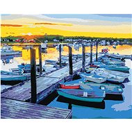 Zuty - Painting by Numbers - Harbor and Sunset (Ted Davis), 80X100 Cm, Canvas+Frame - Painting by Numbers