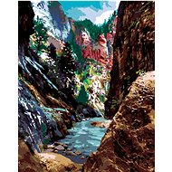 Zuty - Painting By Numbers - River And Trees In A Canyon (Ted Davis), 40X50 Cm, Canvas+Frame - Painting by Numbers