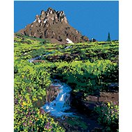 Zuty - Painting by Numbers - Mountain And River Between Flowers (Ted Davis), 40X50 Cm, Canvas+Frame - Painting by Numbers