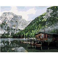 Zuty - Painting by Numbers - Lake With Cottage And Boats Italy Ii, 80X100 Cm, Canvas+Frame - Painting by Numbers