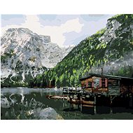 Zuty - Painting by Numbers - Lake With Cottage And Boats Italy Ii, 40X50 Cm, Canvas+Frame - Painting by Numbers