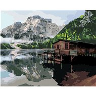 Zuty - Painting by Numbers - Lake With Cottage And Boats Italy, 40X50 Cm, Canvas+Frame - Painting by Numbers