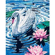 Zuty - Painting by Numbers - Swan with Two Water Lilies, 40X50 Cm, Canvas+Frame - Painting by Numbers