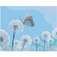 Zuty - Painting by Numbers - White Dandelions With Butterfly, 80X100 Cm, Canvas+Frame - Painting by Numbers